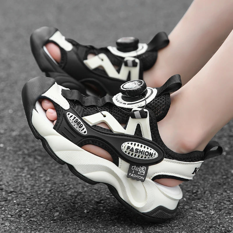 Summer Breathable Children's Sandals 5-16Y Boys' Fashion Beach Water Shoes Non Slip Outdoor Soft Bottom Sports Sandal Shading