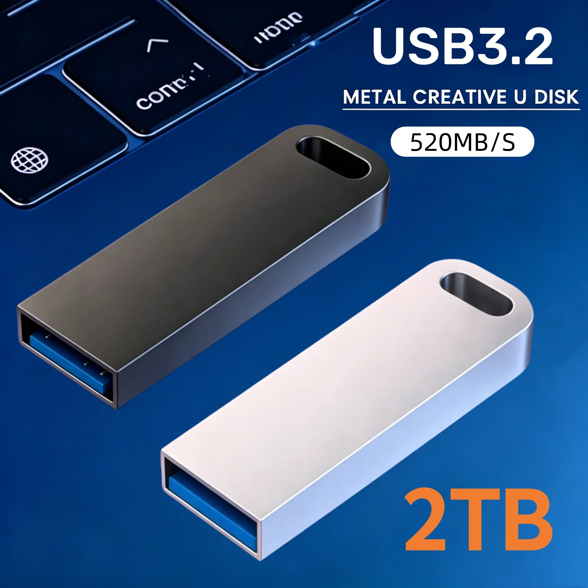 2TB USB 3.2 Metal Flash Drives High Speed Pendrive 1TB Portable USB Drive Waterproof Memoria USB Flash Disk Upgraded New