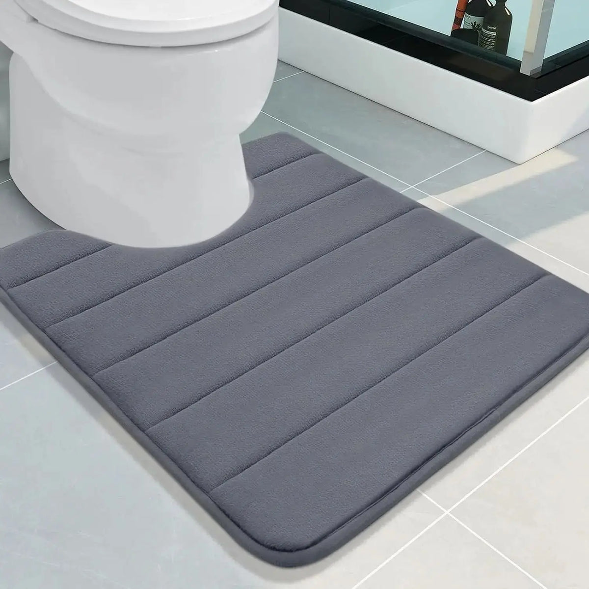 U-Shaped Toilet Mat Bathroom Mat Bathroom Carpet Bathroom Carpet Memory Foam/Chenille Bath Mat Anti-Skid Super Absorbent