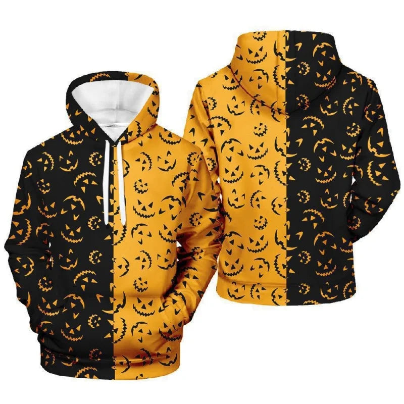3D Print Halloween Pumpkin Hoodie For Men Spider Ghost Pattern Long Sleeve Top Casual Sweatshirt Harajuku Pullover Loose Hoodies