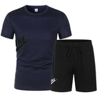 2025 Men's summer T-shirt and shorts set, men's breathable sportswear set, casual and fashionable short-sleeved T-shirt set