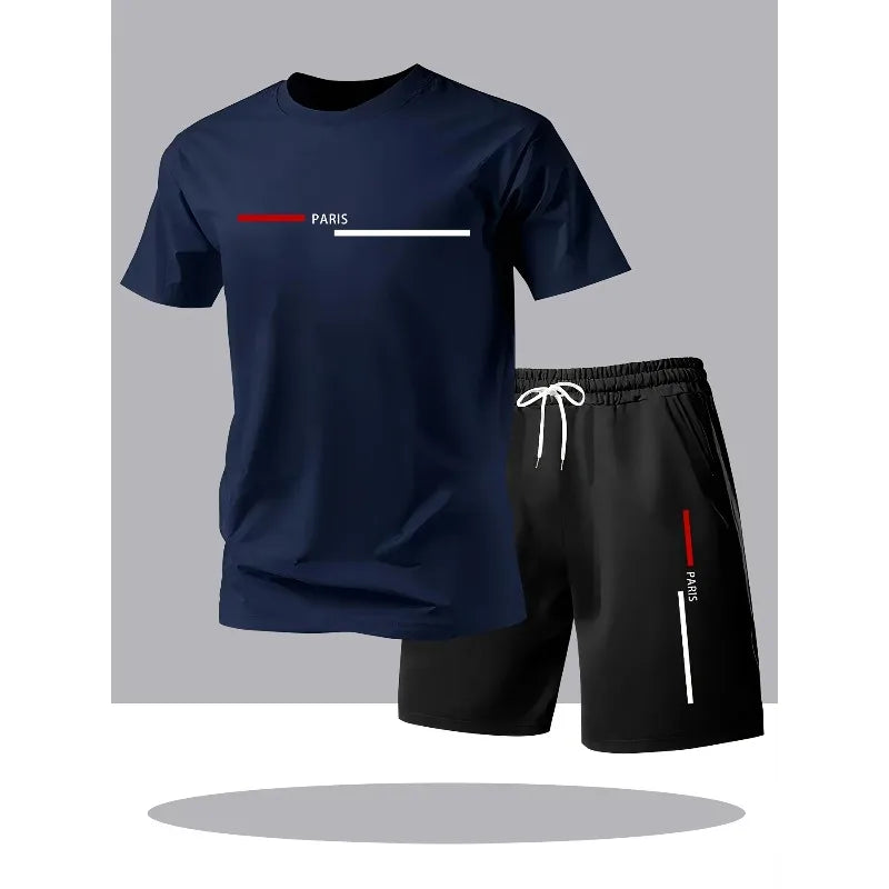 New men's sportswear set casual shorts and T-shirt set breathable modern two suitable for outdoor activities Men's clearance