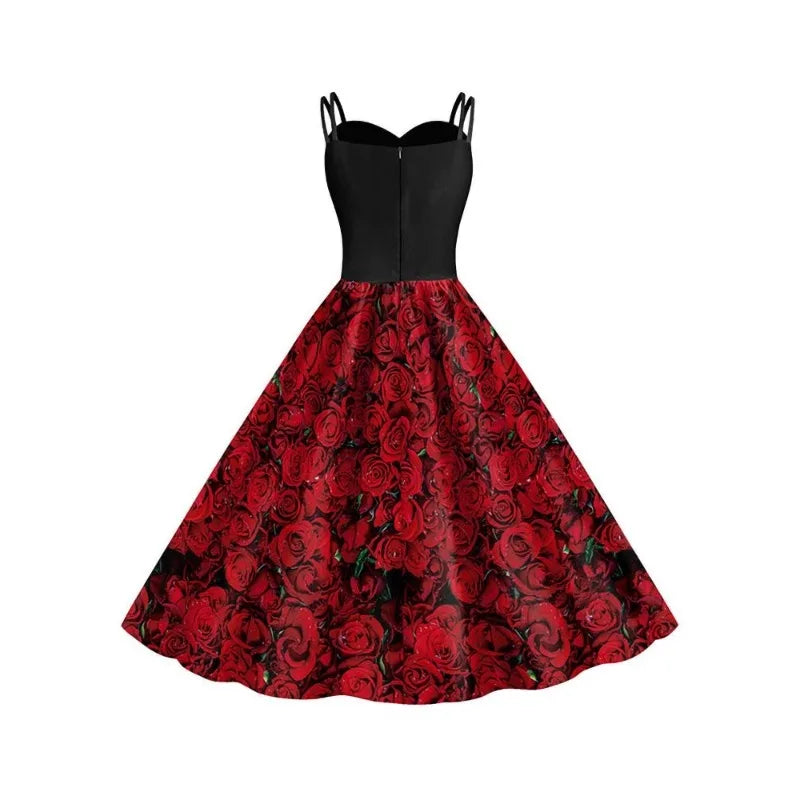 Halloween Costume Girl Fancy Skeleton Rose Print Dress Halloween Ghost Bride Vampire Cosplay Dress Kids Carnival Party Clothes