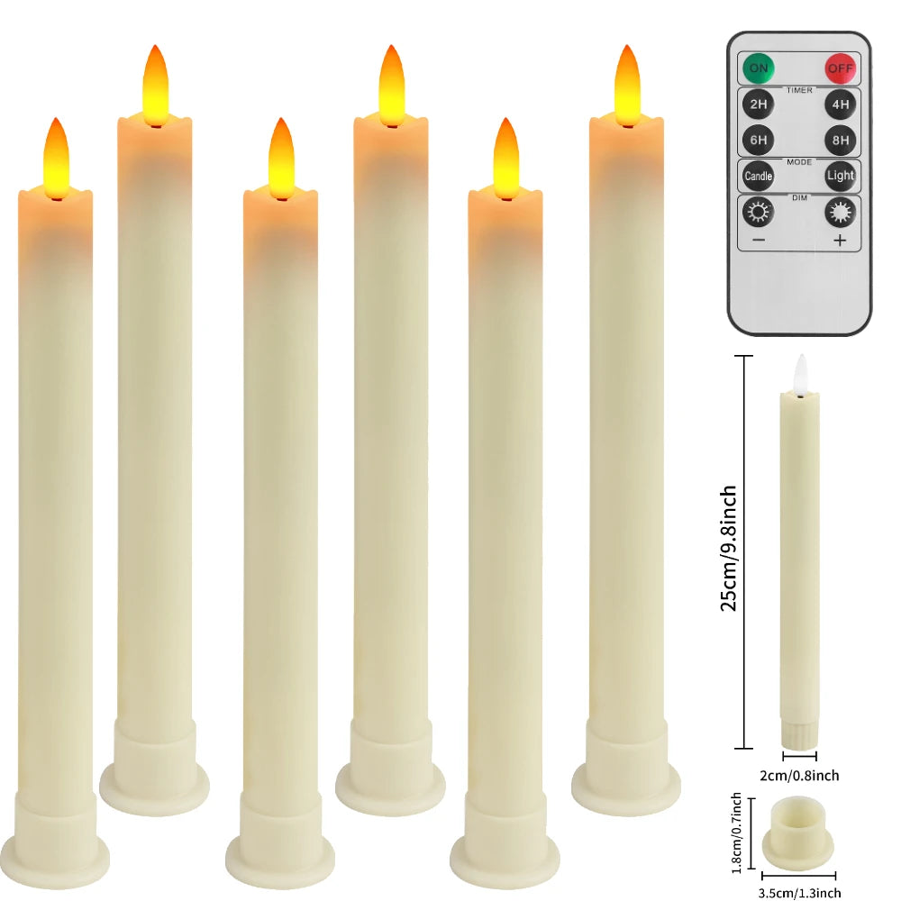 6-12-24Pcs Flameless Taper Candles Battery Operated LED Candle Flickering Candles Faux Candle Halloween Christmas Wedding Decor