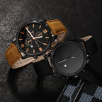 2pcs and 1pcs luxury men's leather strap quartz watch set is the perfect gift for school graduation ceremonies or any occasion