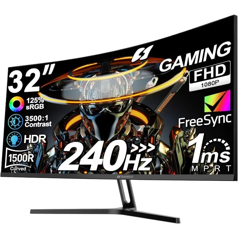 32 Inch Curved 240Hz Gaming Monitor High Refresh Rate, FHD 1080P Gaming PC Monitor HDMI DP1.4, Curved 1500R, 1Ms MPRT, HDR