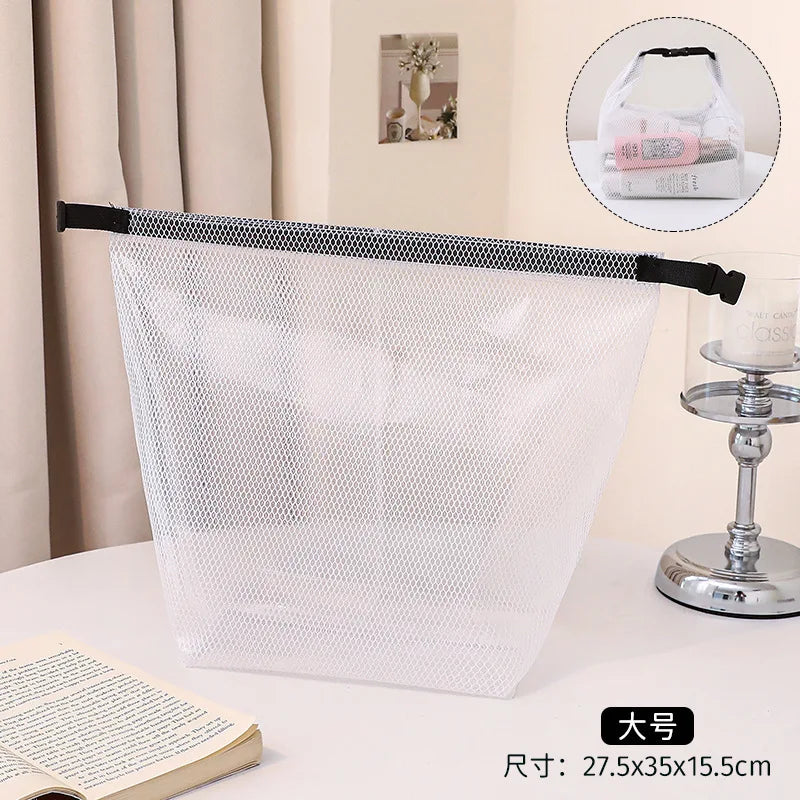 1PC Waterproof Mesh Cosmetic Bag for Travel, Gym, Bathroom, Quick-Dry Toiletry Organizer with Handle Portable Makeup Pouch