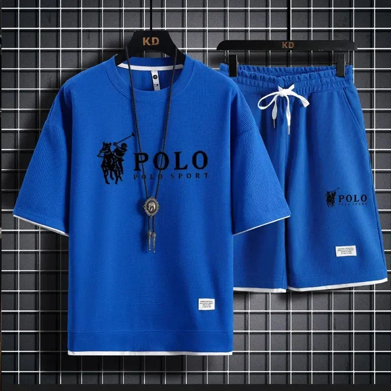 2026 Summer Men's 2-Piece Set, Breathable Short Sleeve T-shirt & Sports Shorts, Fashionable Fitness & Jogging Outfit
