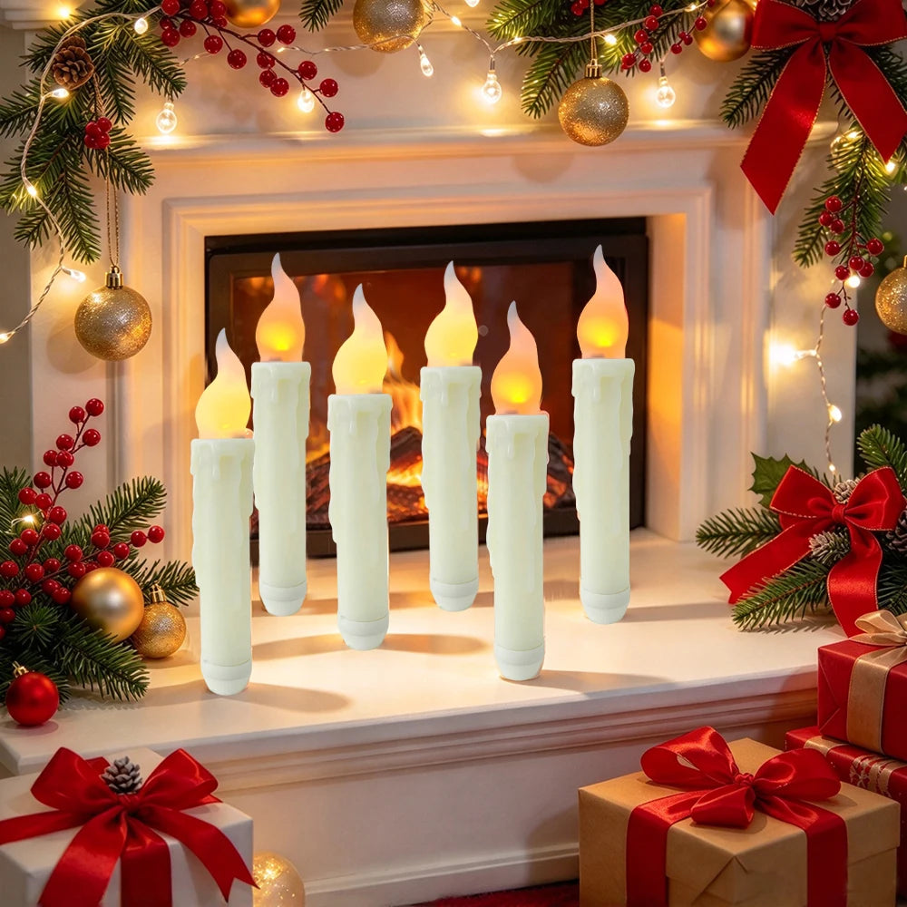 6pcs LED Taper Candle Lights, Flameless Floating Candles Battery Operated Window Candles for Christmas Wedding Birthday Party