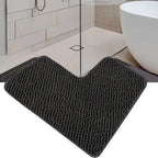 Household Absorbent L-shaped Chenille Bath Mat Washable Non-slip Corner Shower Mat Plush Soft Carpet Bedroom