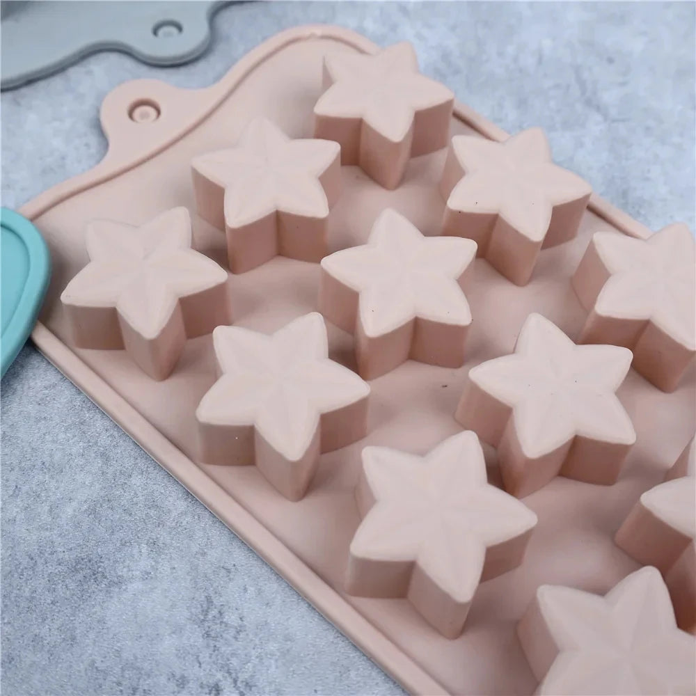1PC Five-Pointed Star Silicone Chocolate Mold Creative Jelly Christmas Candy DIY Mold Ice Tray Baking Mold