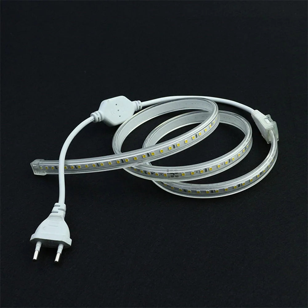 LED Strips Light 220V SMD2835 IP67 Waterproof Flexible Rope Lamp 120Leds/M High Brightness Outdoor Indoor Tape Decor EU Plug