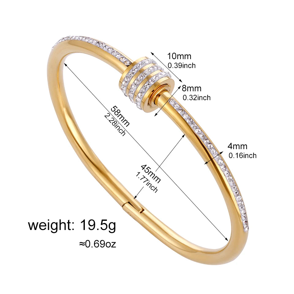 Yupsk 4pcs/1pcs Green Pink Zircon Stainless Steel Bracelet for Women Versatile Stacking Bangles Valentine's Day Jewelry Gift