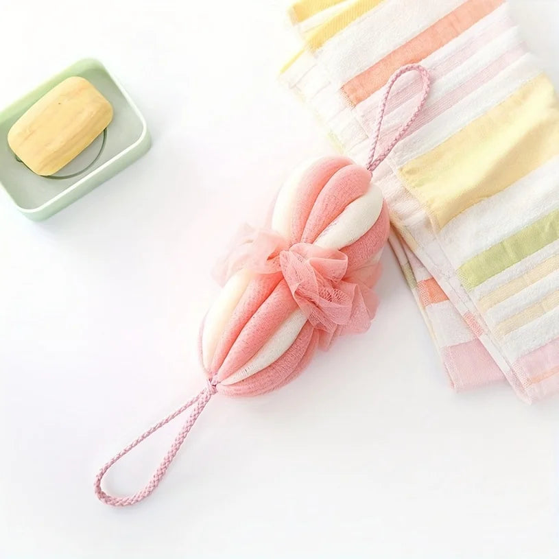 Extended stretchable bath ball back scrubbing long strip bath flower bath ball colorful strip foaming bath ball soft lantern bat