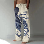 Loose And Casual men's New Bamboo Leaf 3D Printed sweatpants, Versatile And Fashionable Pocket Drawstring Sports Pants