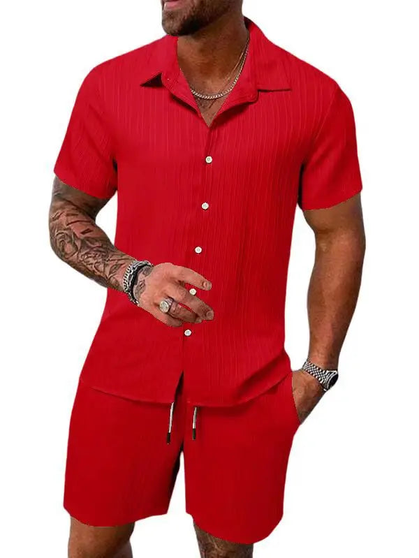 Summer New Mens（T-shirt +Shorts) 2-piece multi-colored sportswear men's T-shirt shorts set