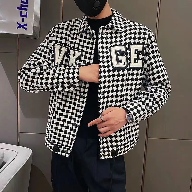 Men's Casual Jacket Spring Autumn Button Lapel Work Coat New plaid Multi-pocket Tops Men Fashion High Quality