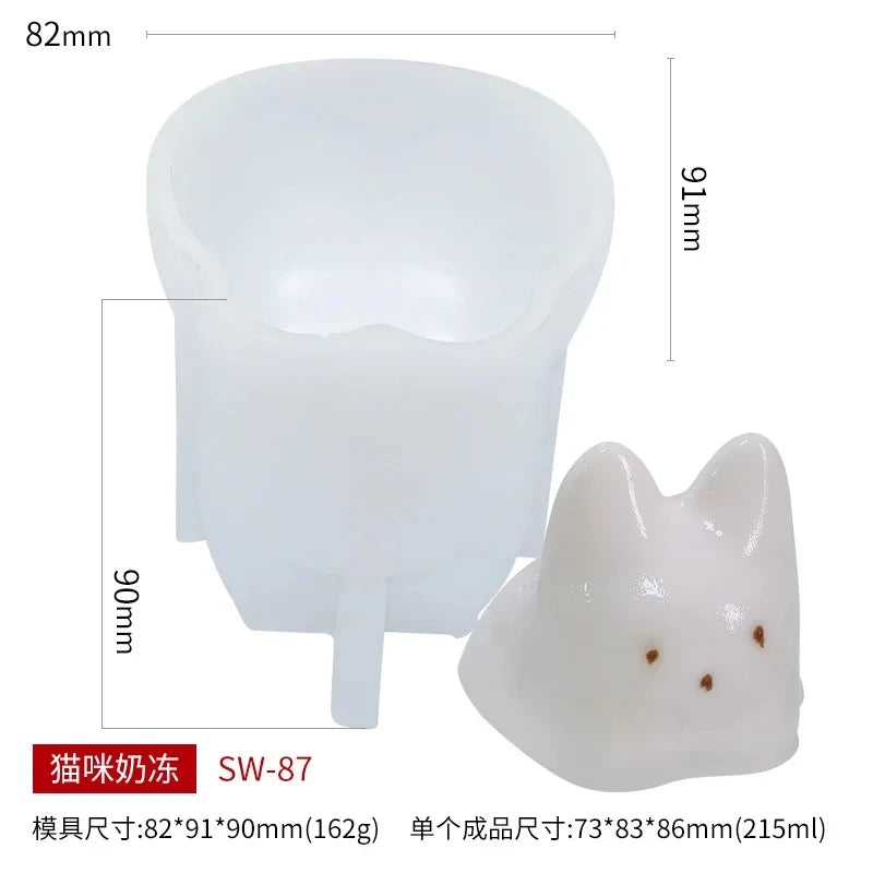 1pcs Cat Milk Pudding Silicone Mold Halloween Jelly Bowl Cake Cute Cake White Cold Ice Powder Mold Cake Decoration Accessories