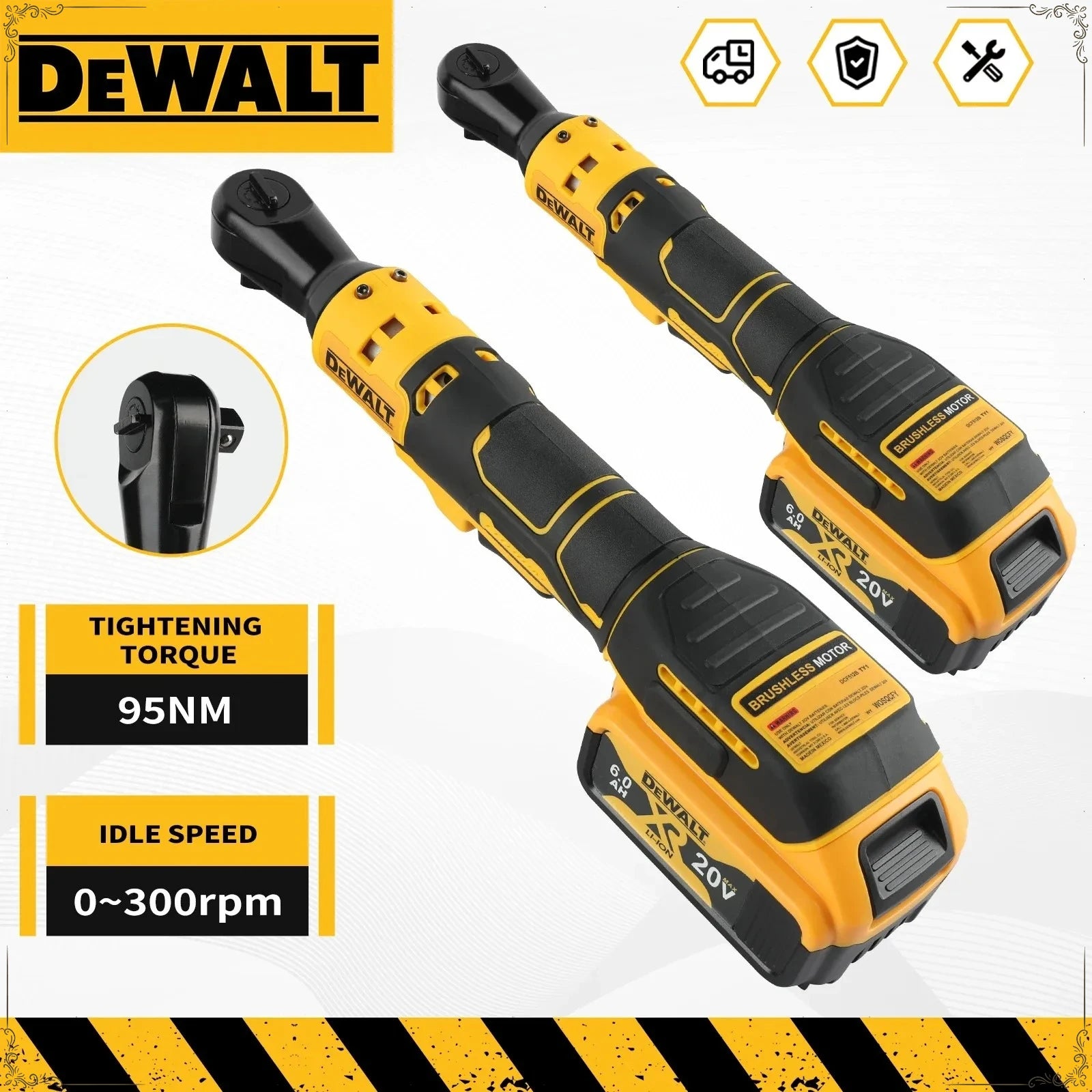Dewalt Brushless Ratchet Right Angle Wrench DCF512 Cordless Driver Multifunction Variable Speed Power Wrench LED Power Tools