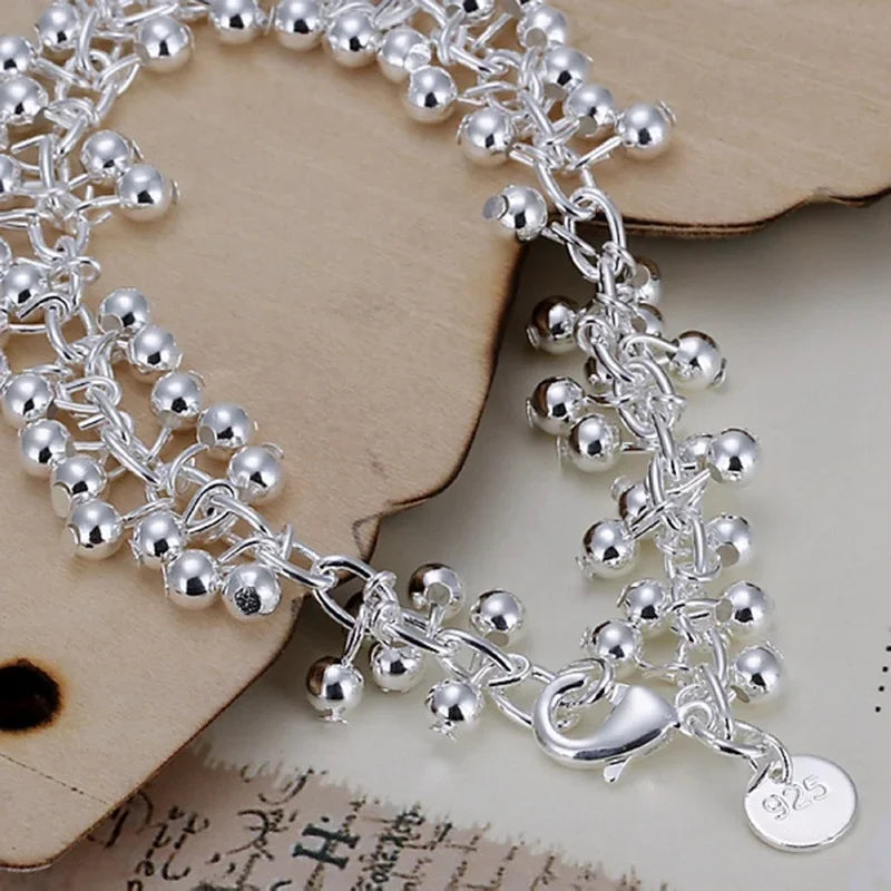 Charms Fine 925 Sterling silver bracelets bead chain fashion cute nice women grapes Bracelet wedding Jewelry party