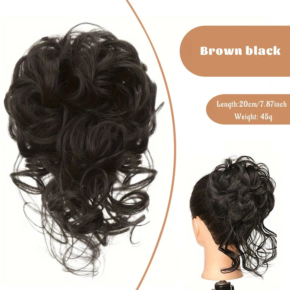 OLACA Synthetic Hair Bun Bands Blonde Black Messy Curly Chignon Donut Updo Scrunchies Fake Hair Pieces For Women Hair Extensions