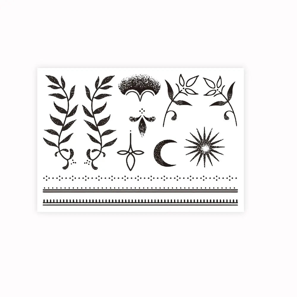 1 Sheet Moon Stars Sun Pattern Tattoo Stickers Waterproof Temporary Tattoos for Men Women Hand Arm Wrist Chest Body Decoration