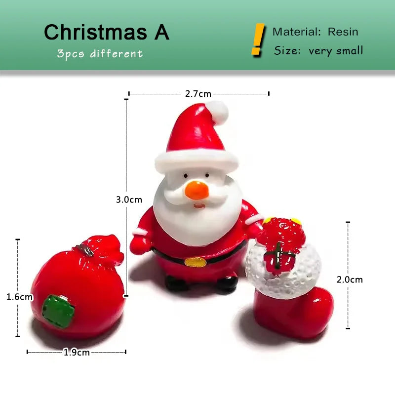 New Christmas Deer Santa Claus Sled Tree Snowman Figurine Doll House Home Decor Miniature Garden Decoration Accessories Modern
