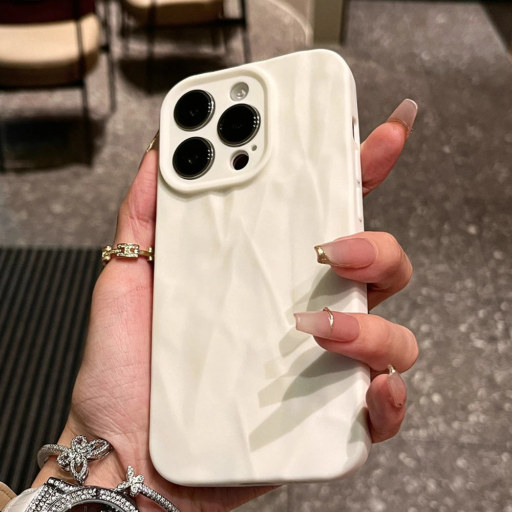 Soft Silicone Phone Case For iPhone 11 12 13 14 15 16 Pro Max X Xs XR Max 7 8 Plus Candy Bumper Fold Pattern Cover