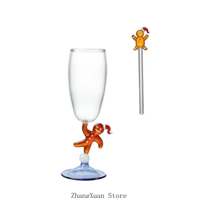 Christmas Wine Glass Glass Goblet Accent with Cookie Stem for Table Styling 3XUF