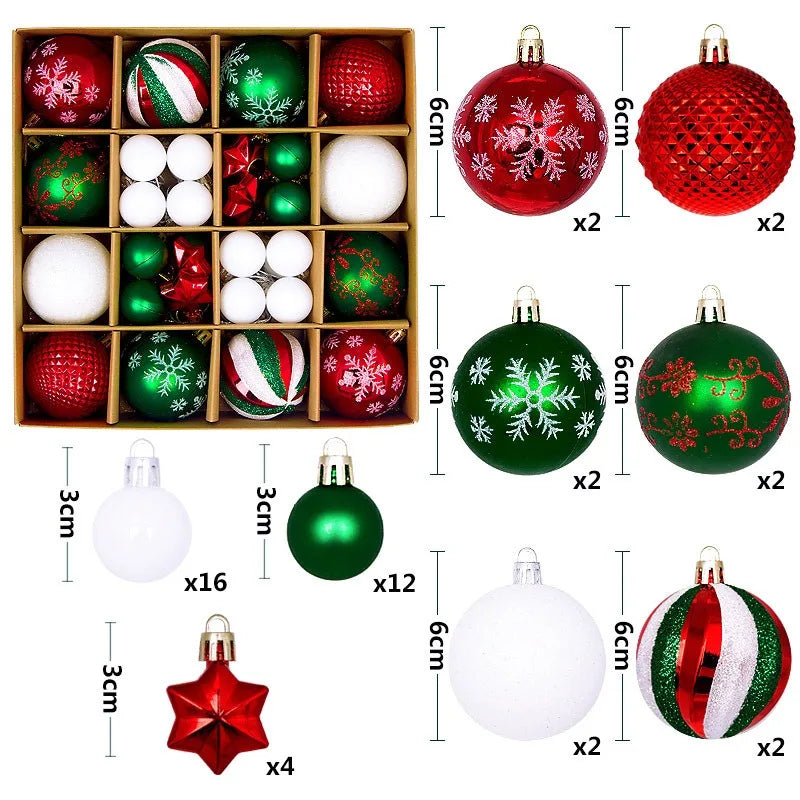 44Pcs 3-6CM Christmas Ball Merry Christmas Tree Topper Decoration for Home Decor Holiday New Year 2026 Navidad Gifts Supplies
