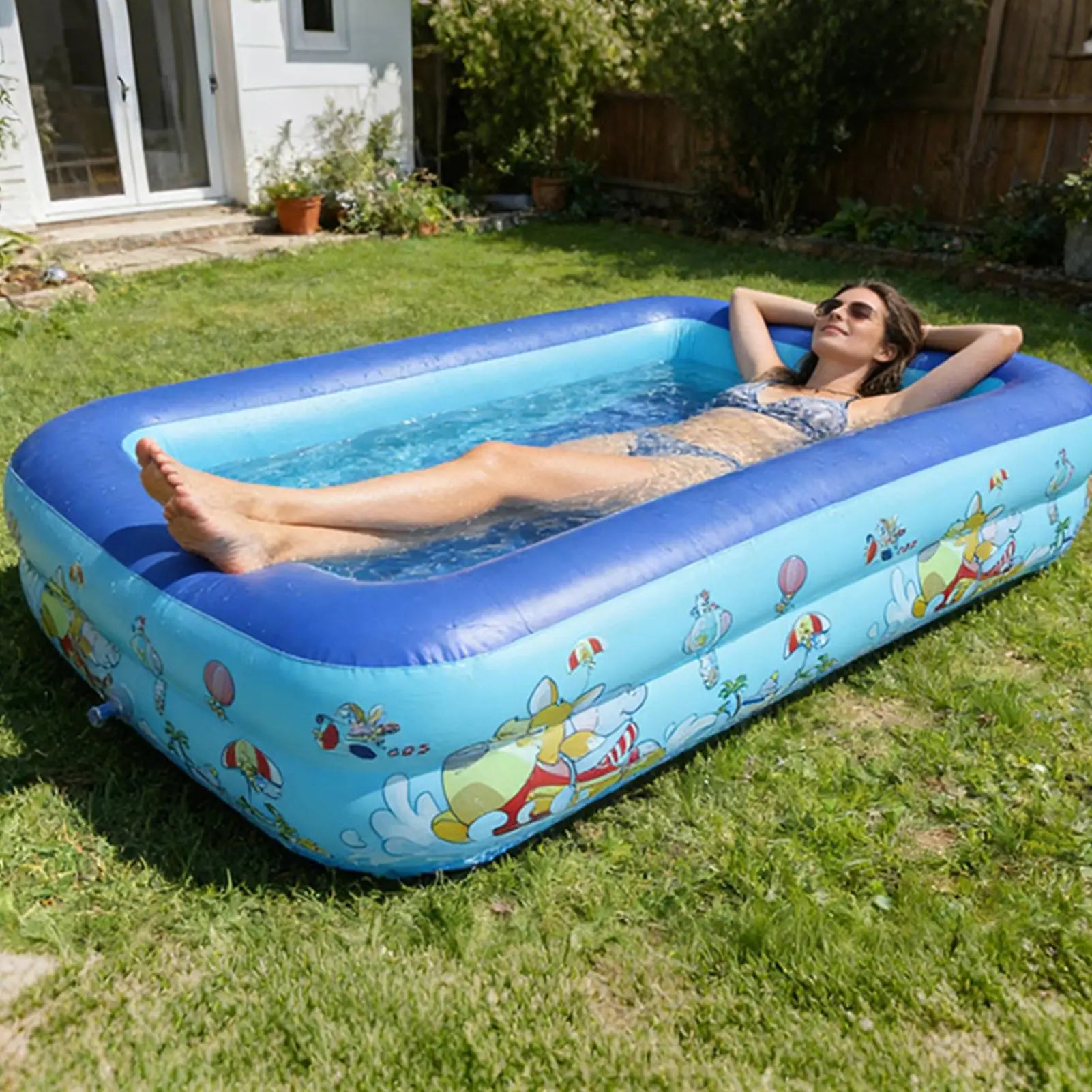 Inflatable Pool Kids Large Portable Outdoor Games Kids Summer Blow Up Swimming Pool for Boys Girls Family Indoor Outdoor Garden