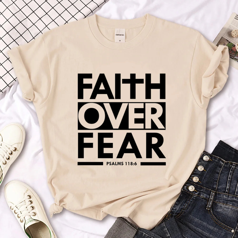 Bible Faith Jesus t shirt women Japanese Tee girl manga designer streetwear clothing