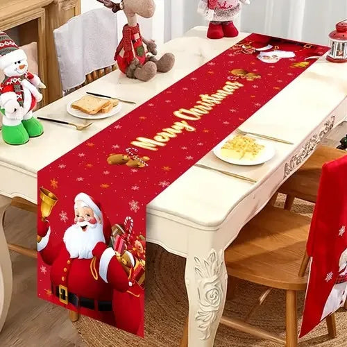 Santa Claus Christmas Table Runner Christmas Decorations for Home 2026 Xmas Table Flag Navidad Noel Gifts New Year Tablecloth