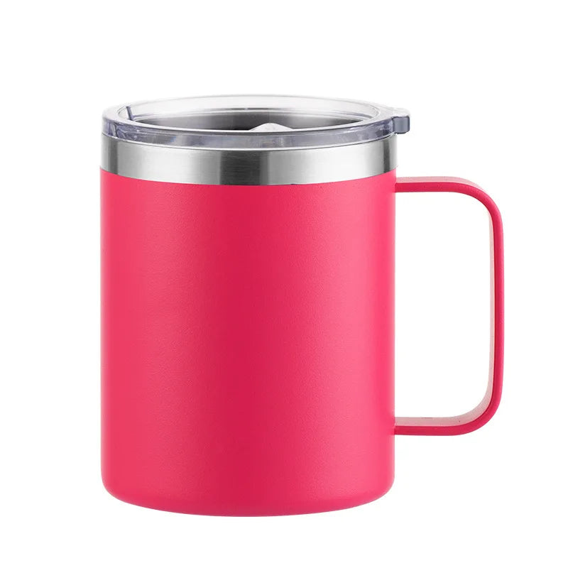 Custom Logo Name Stainless Steel Insulated Coffee Mug Tumbler with Handle 12 oz 360ml Tumbler Cup with Lid for Hot & Cold Drinks