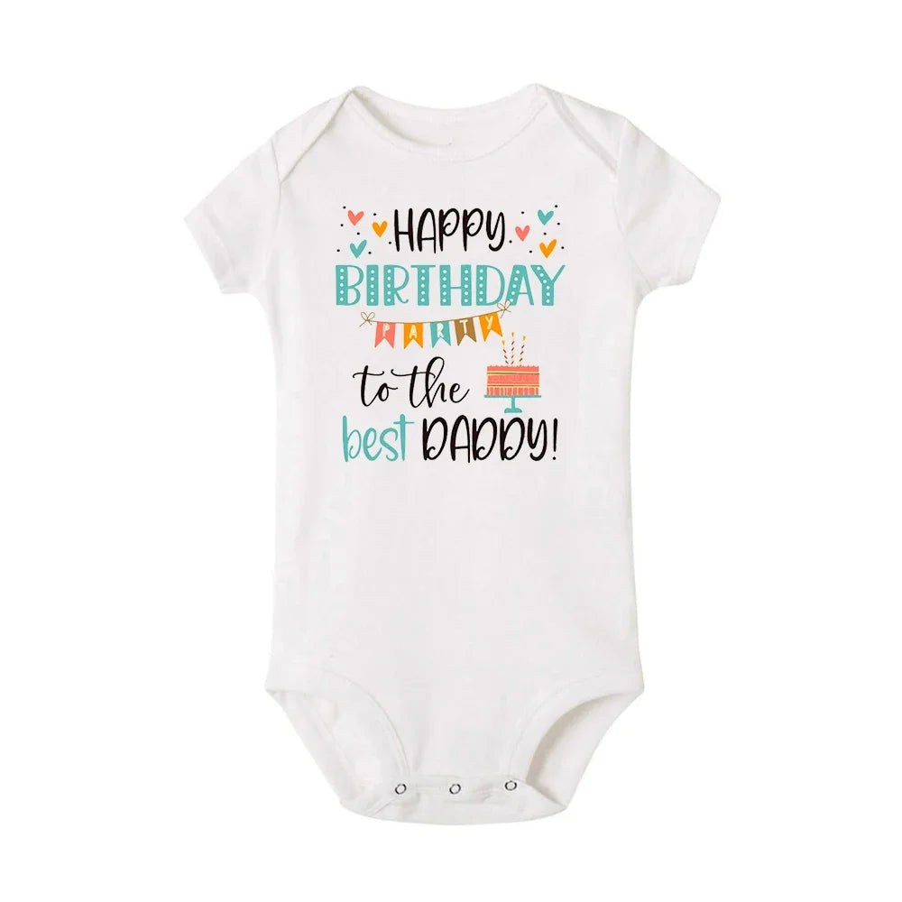 Baby Romper Happy Birthday To The Best Daddy Toddler Gender Neutral Daddy's Birthday Gifts Baby Summer Short Sleeve Bodysuit