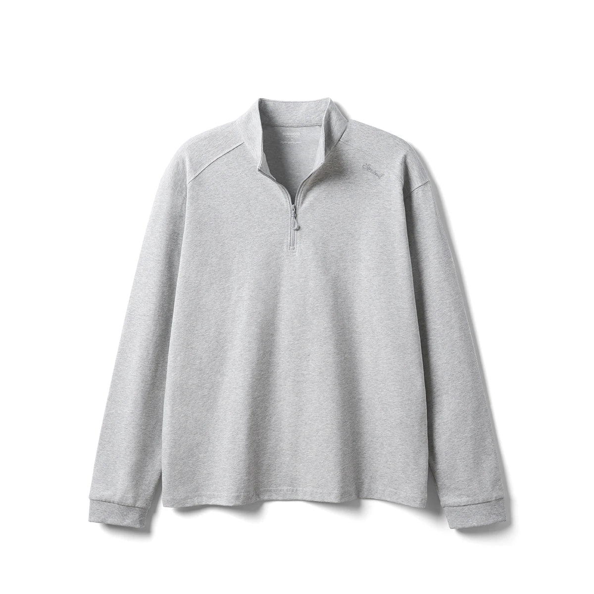 SIMWOOD 2026 Spring New Regular Fit 230gsm Breathable Sorona Fabric Long Sleeve T-shirts Men Half-zip Basic Tops