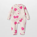 Newborn Baby Romper Heart Polka Dots Print Jumpsuit Toddler Boys Girls Long Sleeve Rompers for Spring Autumn Playsuit