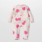 Newborn Baby Romper Heart Polka Dots Print Jumpsuit Toddler Boys Girls Long Sleeve Rompers for Spring Autumn Playsuit