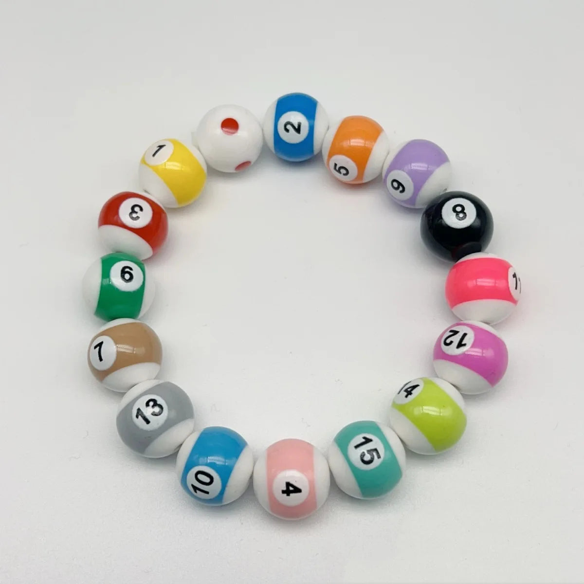 Middle Eight Billiard Bracelets for Women Men Hip Hop Rock Elastic Rope Couple Bracelets Jewellery Women Resin Beads