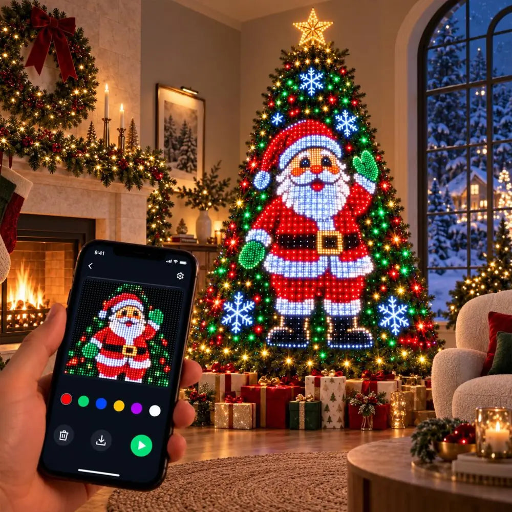DIY Pixel Light Show Smart Animated Christmas Tree Lights USB Powered with Star Topper LED String Lights Waterfall Lights