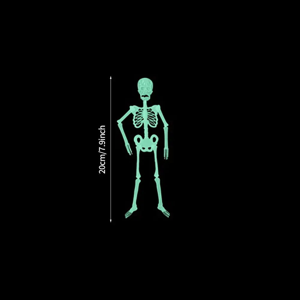 Scary Halloween Props Luminous Hanging Skeleton Halloween Party Home Outdoor Yard Garden Decoration Movable Glow Fake Skull