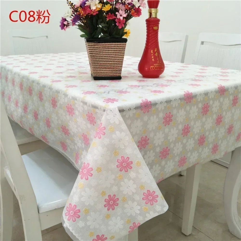PVC Rectangular Dining-Table Tablecloth Oil Resistant Tabletop Protective Cloth Household Plastic High-end Lace Table Covers Mat