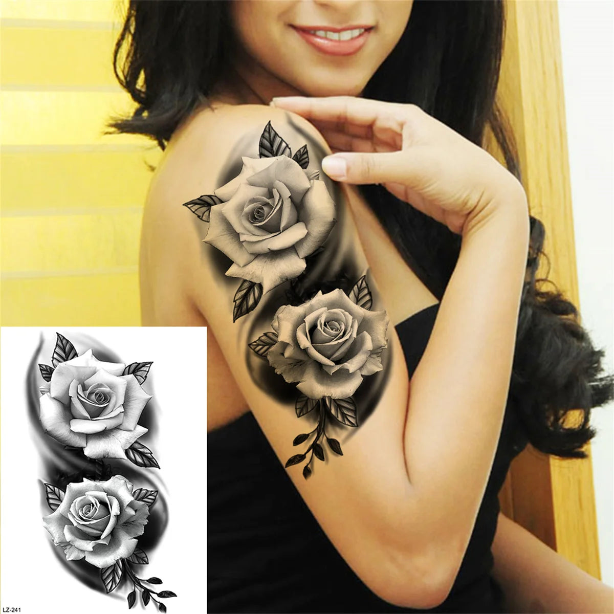 Realistic Sexy Peony Tattoos Temporary Women Adult Flower Arm Tattoos Sticker Waterproof Fake Floral Bloosom Body Leg Art Tatoos
