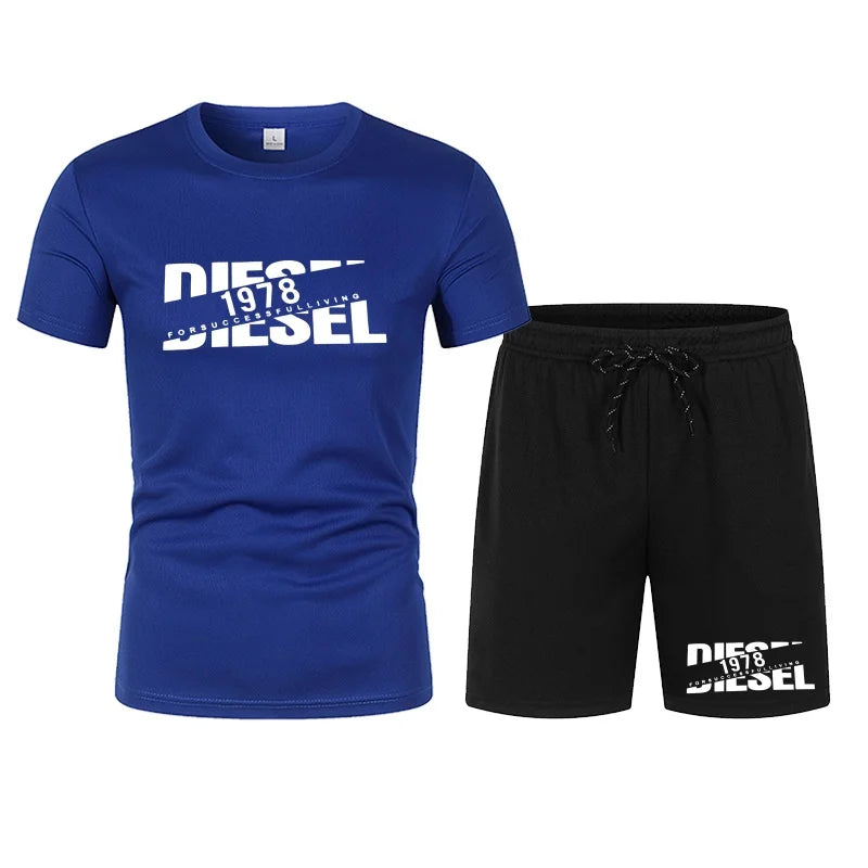 Men's two-piece sports suit round neck T-shirt and pants, basketball running sportswear 2026 summer new item