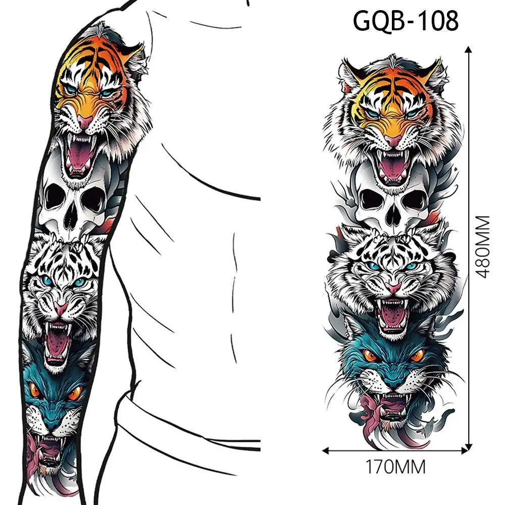 1 PC Temporary Fake Tattoo Colorful Water Transfer Stickers Waterproof Fake Tattoo Lasting Full Leg Arm Decor Body Art Paster