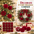 6CM Christmas Balls Set 15PCS Soft Velvet Flocked Ball Ornaments 4 Shapes Christmas Tree Decorations Home Gift Holiday Decor