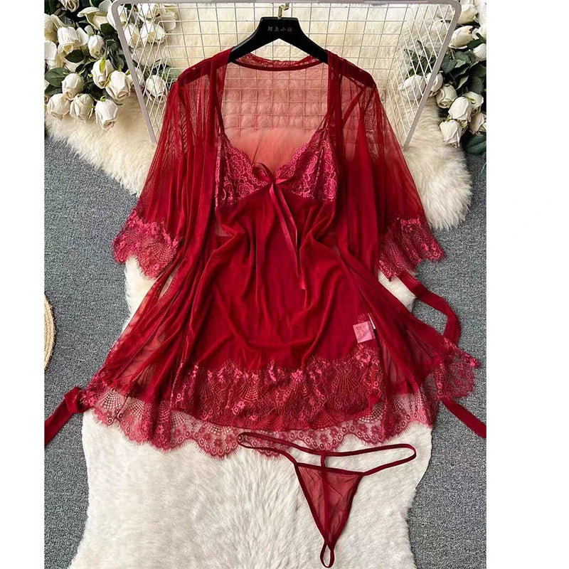 Valentine Party Sleepwear Combination Catsuits Slim Intimate Erotic Mesh Strappy Rompers Women Bodysuits Lingerie Sexy Sets