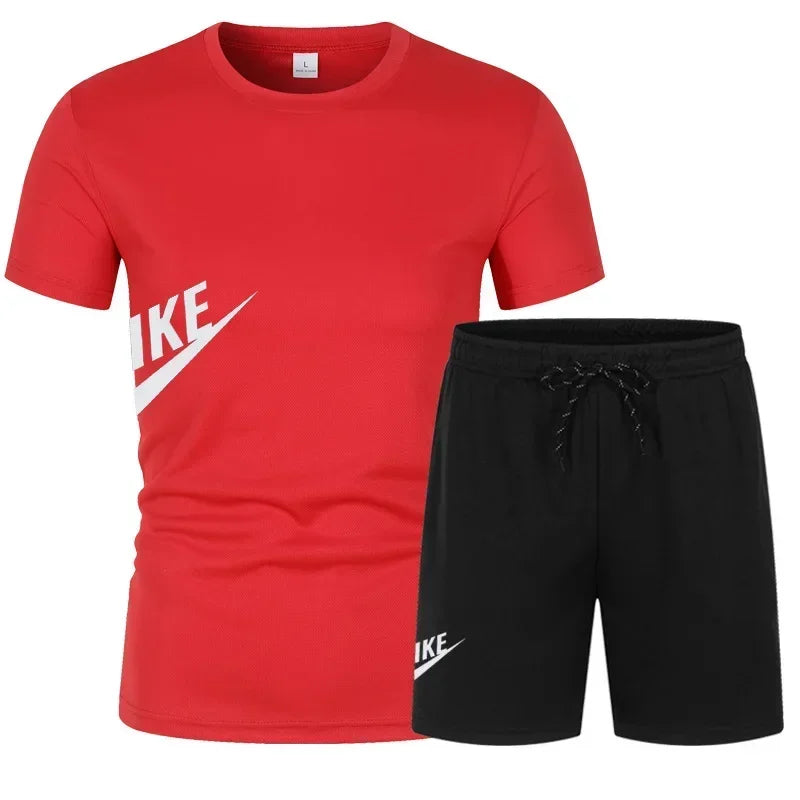 Men's summer T-shirt and shorts set, men's breathable sportswear set, casual and fashionable short-sleeved T-shirt set