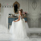 White Flower Girl Dress Princess Flower Girl Dresses White Communion Kid Satin Corest  Toddler Tiered Train Ball Gown