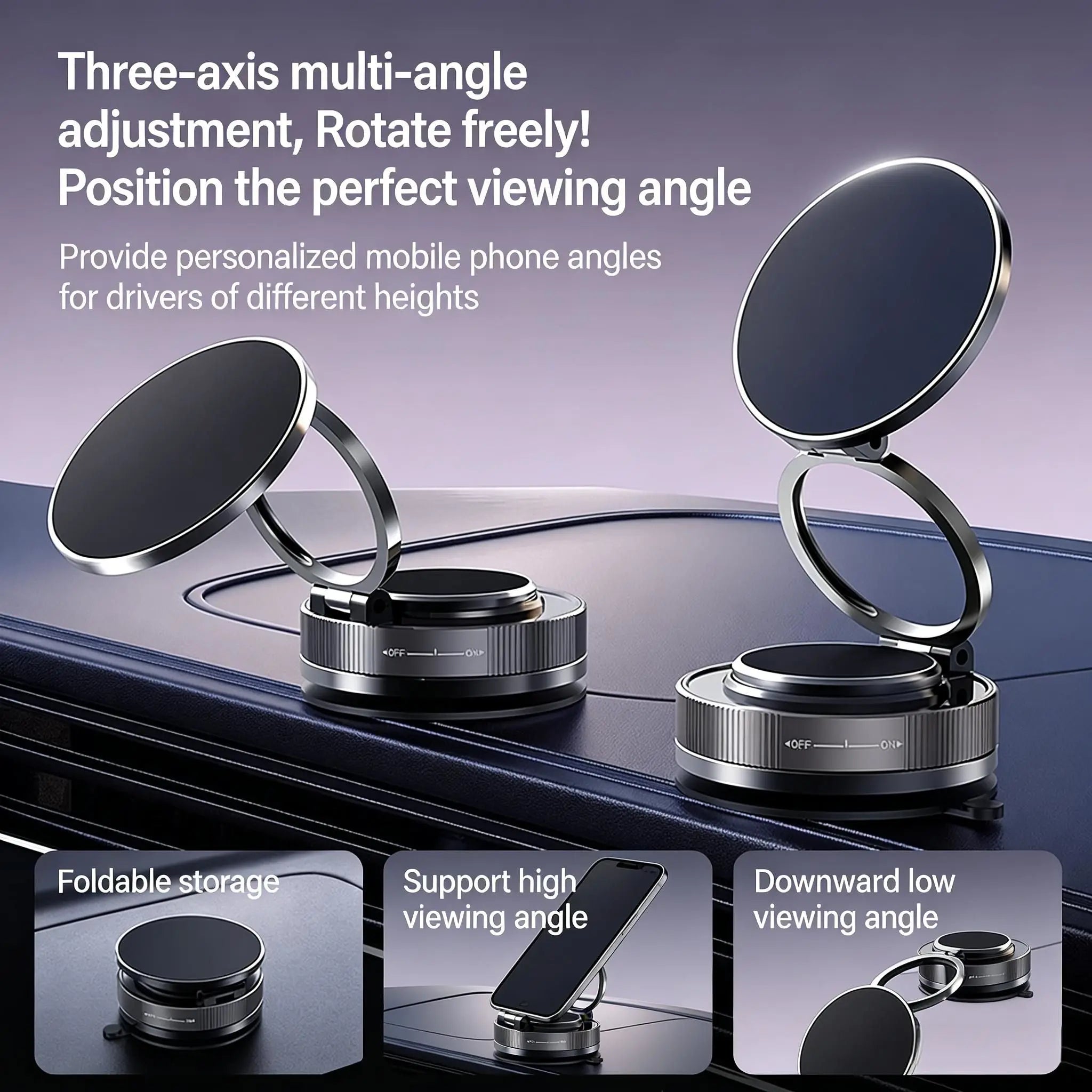 Strong Magnet Magnetic Phone Holder 360° Rotation Foldable Retractable Suction Cup Car Phone Mount For Car/Home/Office